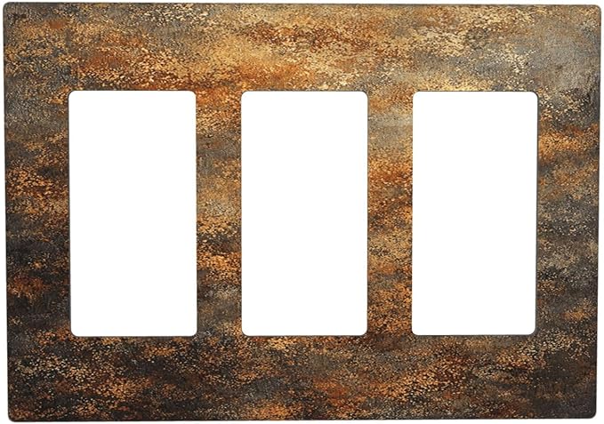Decorative Outlet Covers Vintage Rust Pattern in Brown gold 3 Gang Light Switch Cover Plate Triple Rocker Wall Plates for Electrical Outlets Switch Plate Covers for Bedroom Home Decor