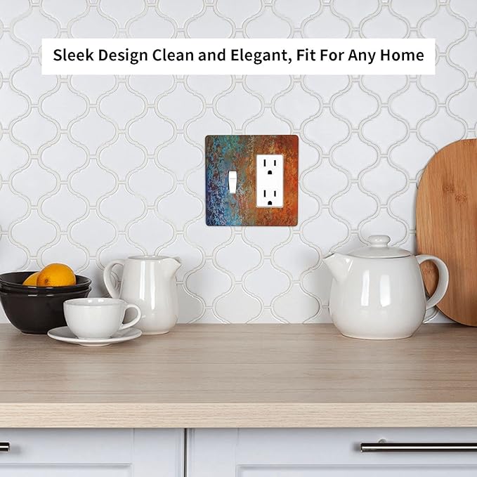 Decorative Outlet Covers Red Celestial Blue Rust Colorful Metal Rusty 2 Gang 1 Gang Wall Plate Cover Single Toggle Rocker Combination Light Switch Plate Covers Jumbo Switch Cover Plate