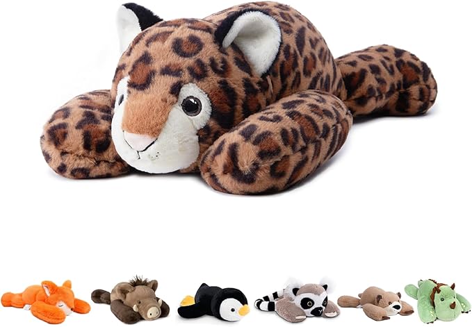 Niuniu Daddy 20" | 3.3lb Leopard Weighted Stuffed Animals for Kids & Adults, Weighted Plushies Pillow for Sleeping, Cute Lying Toy Large Huggable Gift for Everyday Comfort