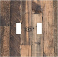 Rustic Brown Wood Plank Vintage Country Wooden Board Decorative Switch Plates 2 Gang Double Toggle Outlet Light Switch Cover Wall Plate Electrical Faceplate for Farmhouse Home Decor