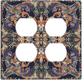 Outlet Covers Mandala Petals Retro Flowers 2 Gang Double Duplex Decorative Light Switch Covers Electrical Wallplates Socket Faceplate For Bed Room Home Decor
