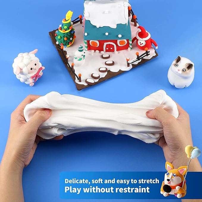ifergoo White Air Dry Clay, Foam Magic Modeling Clay for School Art & Craft Project, Refill White Clay for Kids, Slime Supplies, Super Light & Soft, Non-Sticky, Non-Toxic, Age 3-12 Boys and Girls Gift