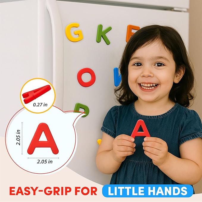 JoyCat Silicone Alphabet Magnetic Letters, 26 Uppercase ABC Fridge Magnets for Kids 3+, Preschool Learning Refrigerator Toy Set, Birthday Gifts for Boys & Girls (Vibrant Color)