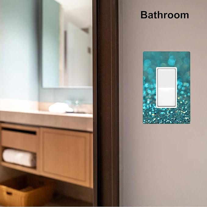 Teal Turquoise Shiny Printed 1-Gang Rocker Wall Plate, Modern Decorative Switch Plate for Bathroom, Kitchen, Vanity & Bedroom