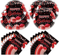 Red and Black Birthday Party Tableware Supplies Set, Red Birthday Party Confetti Sprinkles Theme Party Decorations 40PCS