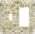 William Morris Vintage Strawberry Bird Botanical Outlet Covers 1 Toggle 1 Rocker Combination Decorative Wall Plate Electrical Switch Plates Light Switch Cover Plate for Farmhouse Home Decor