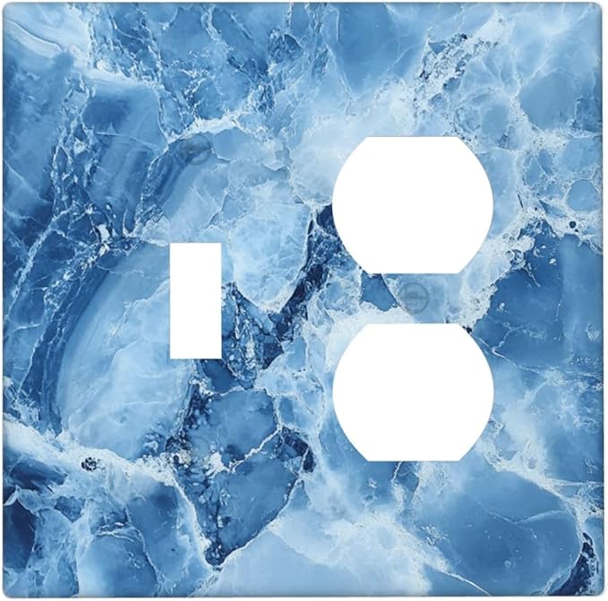 Outlet Covers Blue Marble Abstract Luxury Modern 2 Gang Decorative Switch Plates 1 Toggle Duplex Combo Light Switch Cover GFCI Electrical Wall Plates for Bathroom Bedroom Decor
