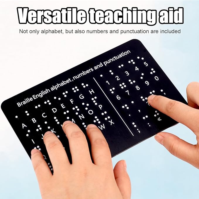 Braille Alphabet Board, Braille Alphabet Board with Raised Dots Numbers & Punctuation Learning Letter Fingerboard for Beginners Teaching Aid Blind Children (Horizontal)