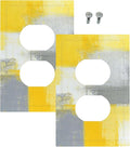 Outlet Covers Retro Modern Gray Yellow Ombre Abstract Art 1 Gang Duplex Light Switch Cover Plate Decorative Wall Plates Electrical Switchplate Receptacle for Bathroom Bedroom Decor（2 Pack）