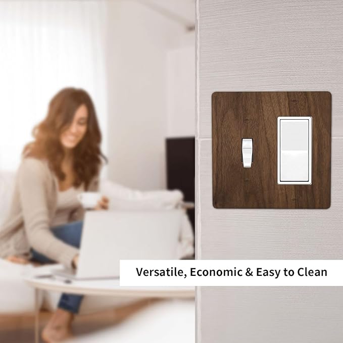 Outlet Covers Dark Brown Wood Grain 1 Toggle 1 Rocker Combo Light Switch Cover Plate Decorative Switch Plate Covers Electrical Wall Plate for Farmhouse Cabin Decor