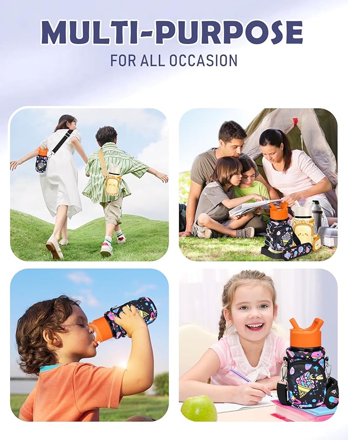 Miss Adola Water Bottle Carrier with Strap - Insulated Kids Water Bottle Holder for Boys Girls Bottle Bag for 10-18Oz