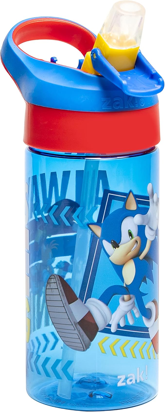 Zak Designs Sonic the Hedgehog Kids Water Bottle with Spout Cover and Built-in Carrying Loop, Made of Durable Plastic, Leak-Proof Water Bottle Design for Travel (17.5 oz, Pack of 2)