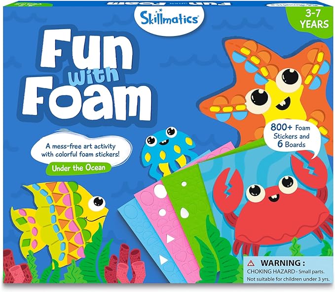Skillmatics Foam Sticker Art Activity - Under The Ocean, Mess-Free Fun for Kids, 800+ 3D Foam Stickers, DIY Felt Craft Kits, Gifts for Girls & Boys Ages 3, 4, 5, 6, 7
