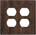 Decorative Outlet Covers with Rustic Dark Wood Grain & Vintage Style Design 2 Gang Wall Plate Double Duplex Receptacle Light Switch Cover Switch Plate Cover for Kitchen/Living Room