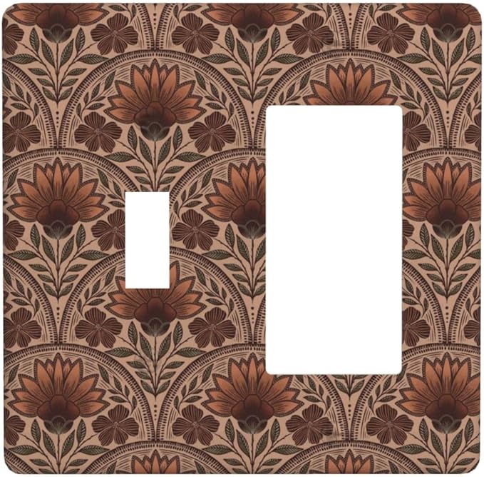 Earth Tone Floral Rustic Damask Boho Flower Outlet Covers 1 Toggle 1 Rocker Combination Decorative Wall Plate Electrical Switch Plates Light Switch Cover Plate for Farmhouse Home Decor