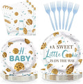 96Pcs Milk and Cookies Baby Shower Decorations A Sweet Little Cookie Is on The Way Plates and Napkins Sets Milk Cookie 1st Birthday Party Decorations for Biscuit Breakfast Party Supplies Serves 24