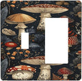 Outlet Covers Vintage Mushroom Floral 1 Toggle 1 Rocker Combo Light Switch Cover Plate Decorative Switch Plate Covers Electrical Wall Plate for Bedroom Kids room Decor