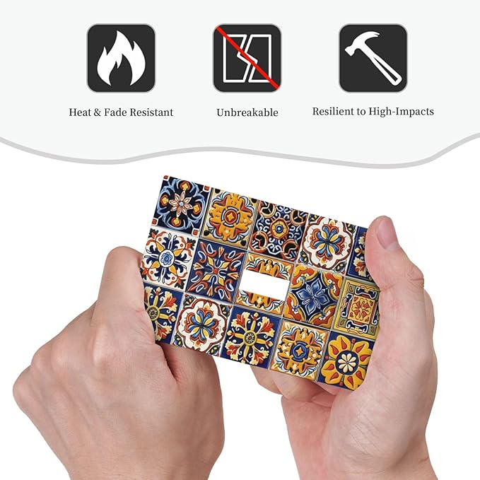 Mexican Talavera Tiles Flower Vintage Decorative Light Switch Cover 1 Gang Single Toggle Device Electrical Faceplate Switchplates Decorator Outlet Wall Plate for Kitchen Bathroom Decor