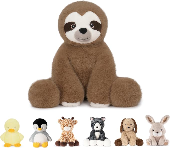 Niuniu Daddy 14" | 3.5 Pound Weighted Sloth Stuffed Animal, Heavy Stuffed Sloth Plush Toys for Kids Adults, Small Weighted Beads for Plush Animals Body Pillow for Presents Birthday Christmas Holiday