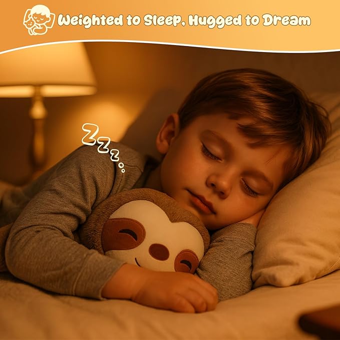 SQEQE Weighted Stuffed Animals Sloth Plush, Weighted Sloth Stuffed Animals Plushies, Soft Pillow Toy for Kids Adults, Valentines & Birthday Gifts 9.8 Inch, 0.8 Lb