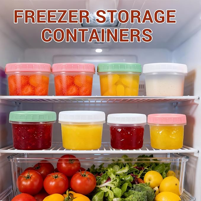 DEMORA 5 oz Small Plastic Containers with Twist on Lids [20 Sets], Stackable Little Food Storage Containers for Snack Lunch Meal Prep Salad Dressings, Freezer/Microwave/Dishwasher Safe, BPA Free