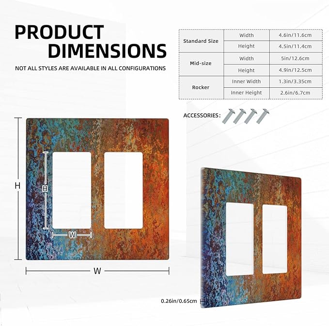 Decorative Switch Plate Covers Vintage Copper Rust 2 Gang Double Rocker Decora Light Switch Cover Red Celestial Blue Flatprint Dual Outlet Wall Plate Electrical Faceplate GFCI for Room Decor