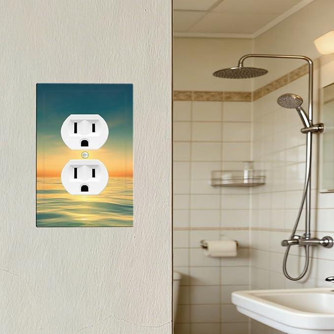 Serene Coastal Sunset Duplex Wall Plate - 1-Gang Standard US Size Minimalist Ocean Landscape Design Outlet Covers for Bathroom Decor