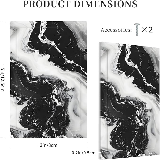 Ink Painting Marble Black White Abstract Luxurious Print Light Switch Cover Plate 1 Gang No Device Blank Electrical Wall Plates Faceplate Decorative Switch Plate Covers for Kitchen Office Decor