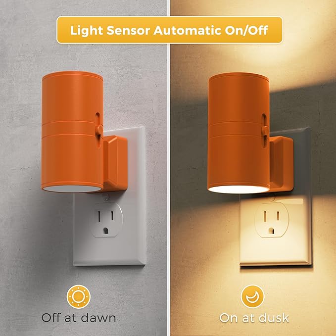 L LOHAS LED Night Light, Modern Night Lights Plug into Wall, 2 Pack Dusk to Dawn Sensor Nightlights, 3000K 0-100LM Adjustable Brightness, Dimmable Night Lights for Hallway Bedroom Stairway