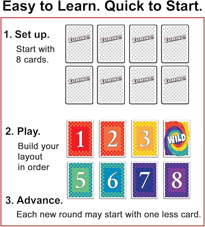 Elimino Family Card Game – Fast & Simple Gameplay that Brings Everyone Together | Easy to Learn, Ages 7+, Great for Kids, Parents & Grandparents