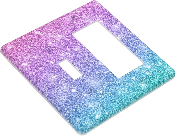 Pink Blue Mermaid Double Gang Toggle Rocker Decorative Light Switch Cover, 2-Gang Wall Plate Outlet Cover