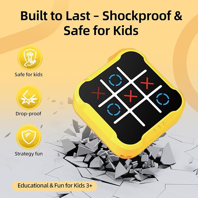 Tic Tac Toe Games for Kids: 4-in-1 Portable Sensory Puzzle Game - 6 7 8 9 10 11 12 Years Old Kids Electronic Toy for Travel Home School - Christmas Birthday Gift for Boys Girls
