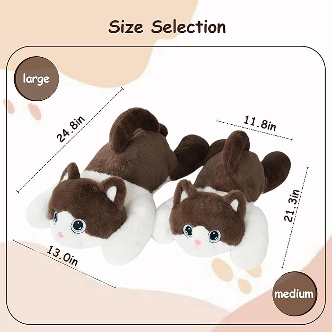 GILFWM Weighted Stuffed Animals Cat - 21.3" Cute Toy Pillow Plushie Gifts for Kids Boys Girls & Adults, 3 lbs Soft Washable Plush Pillowfort