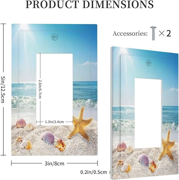 Decorative Outlet Covers Summer Beach Colorful Seashell Starfish 1 Gang Single Rocker Light Switch Cover Plate Wall Plates Gfci Faceplate For Kids Room Nursery Decor