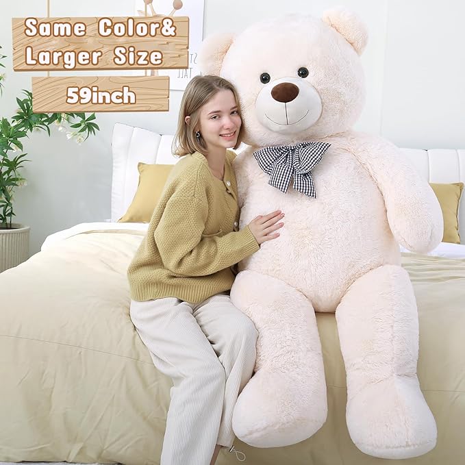 Misscindy Giant Teddy Bear Plush Stuffed Animals for Girlfriend or Kids 47 inch, (White)