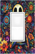 Decorative Outlet Covers Colorful Flowers Abstract Skull 1 Gang Single Rocker Light Switch Cover Plate Wall Plates Gfci Faceplate For Home Living Room Decor