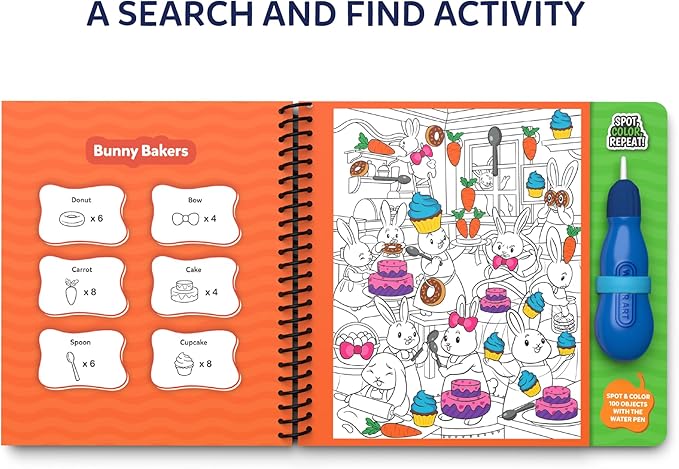 Skillmatics Reusable Search & Find Book - Water Spotter, Mess-Free Paint with Water Kit, Learning Activity, Animals, Screen-Free Fun, Travel Toy, Gifts for Boys & Girls Ages 4, 5, 6, 7, 8