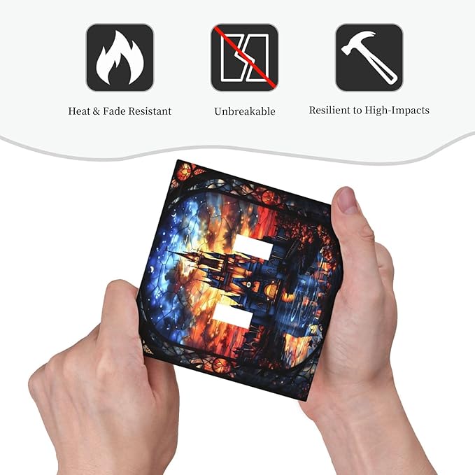 Medieval Fantasy Castle Magic Academy Decorative Switch Plates 2 Gang Double Toggle Outlet Light Switch Cover Wall Plate Electrical Faceplate for Kids Room Bedroom Decor