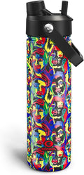 ENCOOL Insulated Water Bottle with Straw Stainless Steel Water Bottle, Leak-Proof, BPA-Free, Double Wall Vacuum Keeps Cold for 24 Hours for Sports, Travel, School (26 oz, Mood Faces)