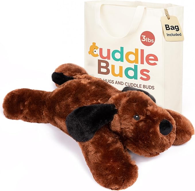 Cuddle Buds 3lbs Weighted Dog Stuffed Animal for Sensory Needs, 20'' Plush Dog, Weighted Stuffed Animals for Adults, Soft Plushie Toy