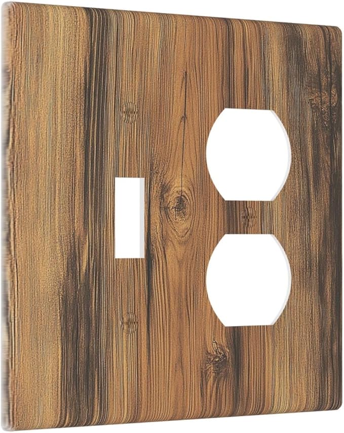 Wallplates Vintage Rustic Country Brown Wood 1 Toggle 1 Duplex Switch Plate Electrical Gfci Faceplate Decorative Light Switch Covers For Farmhouse Cabin Decor