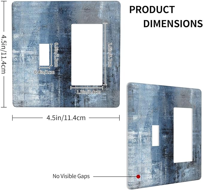 Light Switch Cover Navy Blue Gray Abstract Ink Painting 2 Gang Toggle Rocker Combo Socket Cover Wall Plates Decorative Switch Plates and Outlet Covers for Bathroom Bedroom Decor