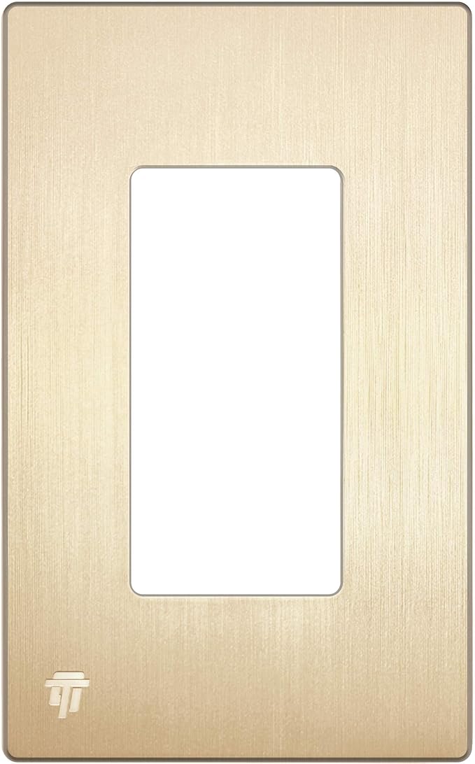 ENERLITES Elite Series Screwless Decorator Wall Plate Child Safe Outlet Cover, Gloss Finish, Size 1-Gang 4.68" H x 2.93" L, Unbreakable Polycarbonate Thermoplastic, SI8831-BGD, Brushed Gold