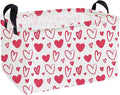 Essme Rectangular Valentine's Day Basket,Pink Heart Storage Bins Organizer with Handles for Girls Room Decor, Gift Basket,Shelf Basket.(Pink Valentine's Day)