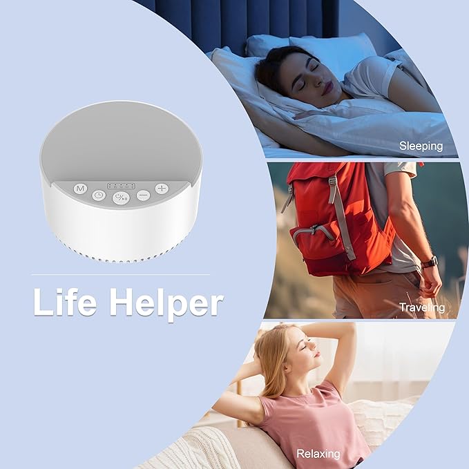 Sound Machine with Wireless Charger,White Noise Machine with Memory Function,6 Soothing Sounds,3 Timers Modes for Baby Kids Adult & Home Office Travel