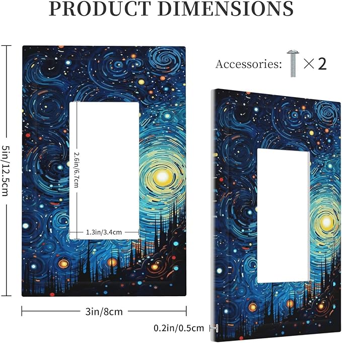 Decorative Outlet Covers Abstract Starry Night Style 1 Gang Single Rocker Light Switch Cover Plate GFCI Wall Plates Electrical Switch Plate Cover for Home living Room Decor