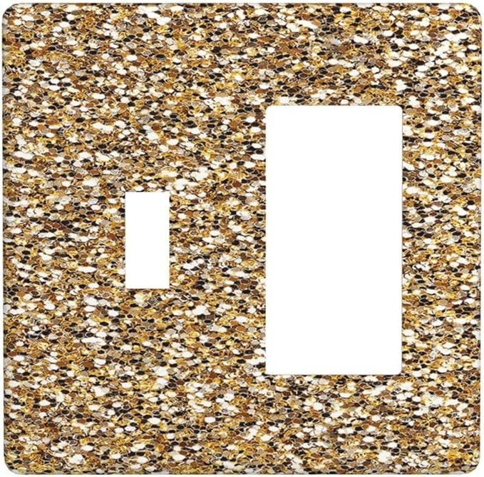 Outlet Covers Gold Glitter Sequins 1 Toggle 1 Rocker Combo Light Switch Cover Plate Decorative Switch Plate Covers Electrical Wall Plate for Bedroom Cabin Decor