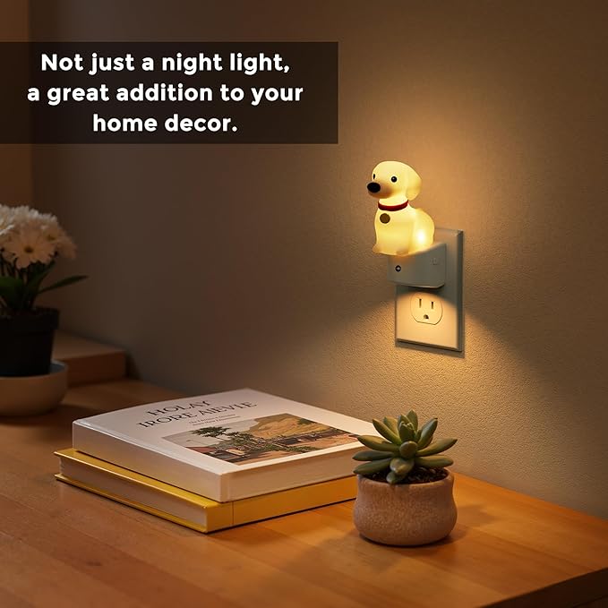 L LOHAS LED Night Light for Kids,3D Cute Puppy Night Lights,Dachshund with Dusk to Dawn Sensor, RGB+Soft White 3000K,Dog Night Light,Birthday Gift Nightlight for Kids, Room Decor,2Pack