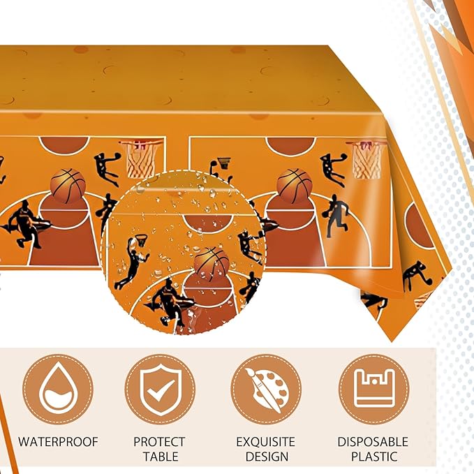 41Pcs Basketball Theme Birthday Party Decorations Basketball Party Supplies Tableware Set Basketball Paper Plates,Napkins,Tablecloth丨Kids and Adults Basketball Sports Birthday Party Decor,Serves 20