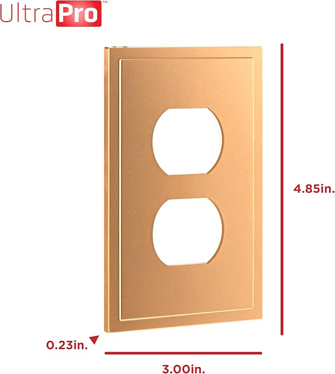 UltraPro Screwless Duplex Receptacle Wallplate, 1-Gang – Modern Snap-On Cover, Child-Safe, Durable Polycarbonate, Easy DIY Installation – Brushed Bronze – 85748